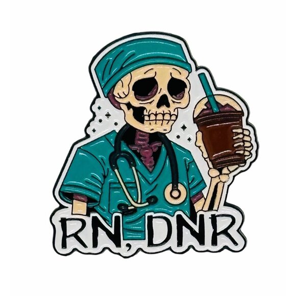 🤩RN DNR Skeleton Doctor Enamel Pins Healthcare Worker Brooches Metal Skeleton - Picture 4 of 6